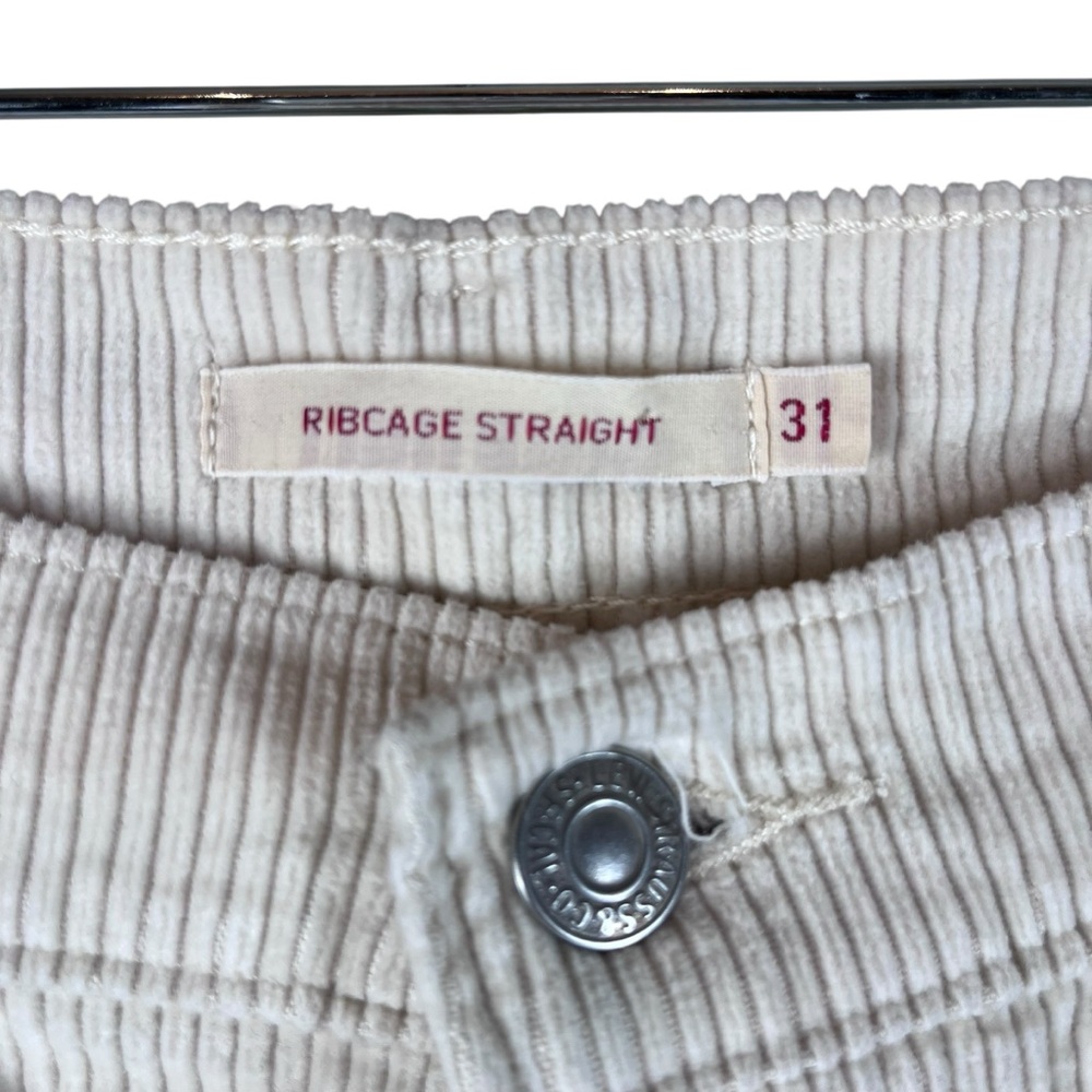 Levi's | Premium Ribcage Straight Ankle Corduroy Pants Cream Beige Boho Prep 31 - Picture 7 of 11